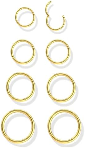 16G Silver Nose Rings Hoops for Women Hypoallergenic...