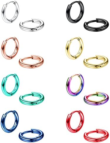 18G Small Hoop Earrings for Men Women Huggie Hoops 8 Pairs