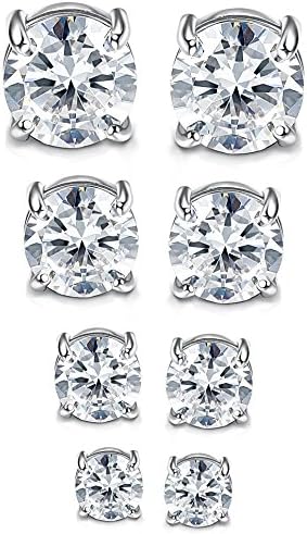 4 Pairs Stainless Steel Mens Womens Magnetic Stud Earrings...