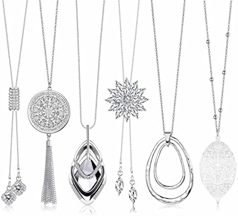 6pcs Long Necklaces for Women Trendy