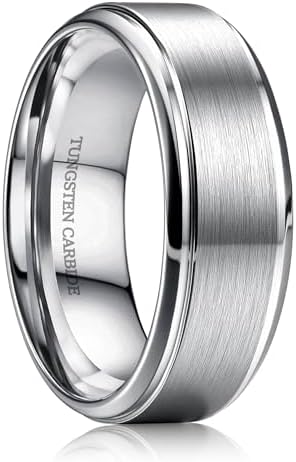 8MM Tungsten Wedding Band Ring for Men Silver Rings