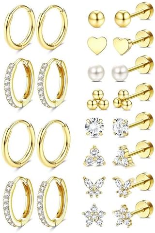Hypoallergenic Flat Back Stud Earrings Cartilage Earring...