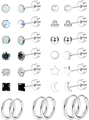 Hypoallergenic Flat Back Stud Earrings for Women Men...