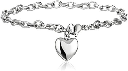 Silver Heart Charm Bracelets for Women