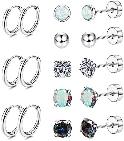 Silver Hypoallergenic Stainless Steel Earrings for...