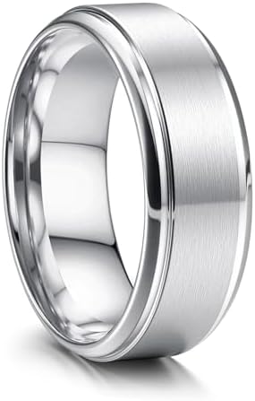 Silver Mens Wedding Band Stainless Steel Ring for Men
