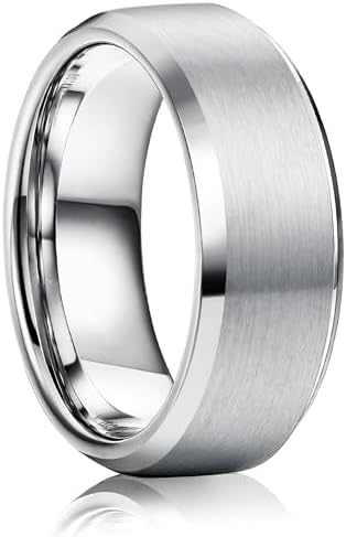 Silver Wedding Band for Men Stainless Steel Ring Band